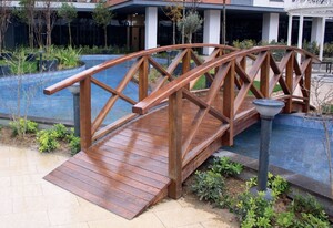 Casa Padrino Luxus Massivholz Br�cke mit Gel�nder Braun 504 cm - Garten & Park M�bel