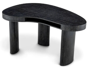 Casa Padrino Luxus Schreibtisch Schwarzgrau 145 x 91 x H. 78,5 cm - Gebogener B�rotisch mit Schublade - Computertisch - B�ro M�bel - Luxus M�bel - Luxus Einrichtung - Luxus Qualit�t