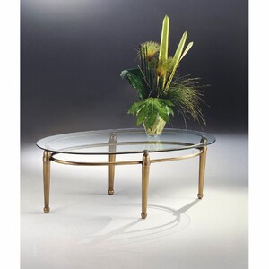 Casa Padrino Luxus Messing Couchtisch mit Glasplatte Antik Bronze 130 cm - Made in Italy