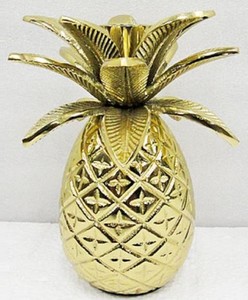 Casa Padrino Designer Messing Kerzenhalter Ananas Gold  12 x H. 15 cm - Luxus Accessoires