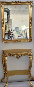 Casa Padrino Luxus Barock Spiegelkonsole - Prunkvolle Barockstil Massivholz Konsole mit Wandspiegel - Garderoben Spiegel im Barockstil - Barock Mbel - Luxus Qualitt - Made in Italy