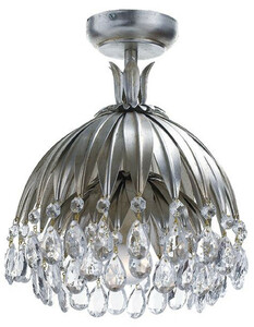 Casa Padrino Luxus Kristall Deckenleuchte Palme Silber  27 x H. 29 cm - Wohnzimmer Deckenleuchte - Hotel Deckenleuchte - Luxus Deckenleuchten