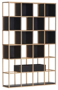 Casa Padrino Luxus Metall Regalschrank mit Holzf�chern Messing / Schwarz H. 160 cm