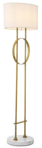 Casa Padrino Luxus Metall Stehleuchte mit Marmorsockel Antik Messingfarben / Wei�  49 x H. 157 cm - Luxus Qualit�t