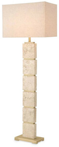 Casa Padrino Luxus Stehleuchte Beige / Antik Messing 55 x 30 x H. 145,5 cm - Travertin Stehleuchte mit rechteckigem Lampenschirm - Luxus Stehleuchten - Luxus Qualit�t