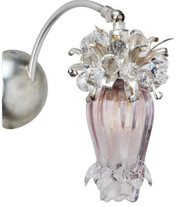 Casa Padrino Luxus Wandleuchte mit Swarovski Kristallglas Silber / Gold / Lila 10 x 21 x H. 20 cm - Wohnzimmer Wandleuchte - Hotel Wandleuchte - Luxus Kollektion