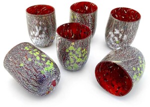 Casa Padrino Luxus Murano Kristallglas Wasserglas 6er Set Rot  8 x H. 10,5 cm - Made in Italy
