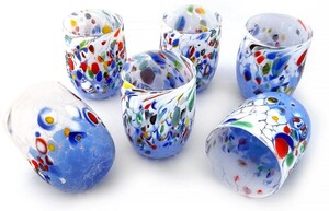 Casa Padrino Luxus Murano Kristallglas Wasserglas 6er Set Wei / Hellblau  8 x H. 10,5 cm - Made in Italy