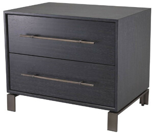 Casa Padrino Luxus Beistelltisch Anthrazitgrau / Bronzefarben 65 x 48 x H. 55 cm - Nachttisch mit 2 Schubladen - Luxus Mbel