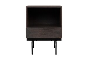 Casa Padrino Luxus Nachttisch Braun / Schwarz 45 x 40 x H. 60 cm - Nachttisch mit Eichenfurnier im warmen Braunton und schwarzem Stahlgestell - Luxus M�bel