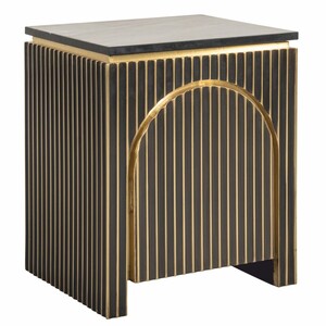 Casa Padrino Luxus Nachttisch mit T�r und Marmorplatte Schwarz / Gold H. 60 cm