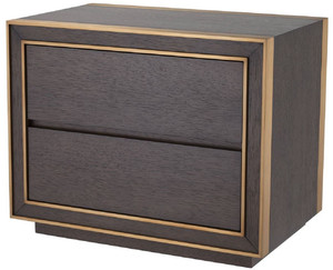 Casa Padrino Luxus Nachttisch Braun / Messingfarben 76 x 48,5 x H. 61,5 cm - Beistelltisch mit 2 Schubladen - Luxus Schlafzimmer Mbel