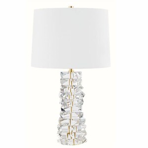 Casa Padrino Luxus Kristallglas Tischleuchte Antik Messing / Wei� H. 72 cm