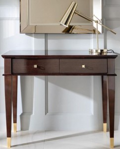 Casa Padrino Luxus Neoklassik Konsole Braun / Gold 100 x 35 x H. 80 cm - Konsolentisch mit 2 Schubladen - Art Deco Mbel