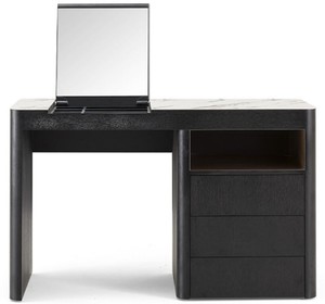 Casa Padrino Luxus Schminktisch mit 3 Schubladen und ausklappbarem Spiegel Schwarz / Wei� 120 x 50 x H. 76 cm - Luxus Badezimmer M�bel - Hotel M�bel