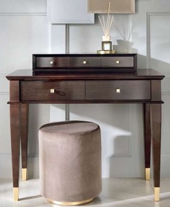 Casa Padrino Luxus Neoklassik Schminktisch mit 5 Schubladen Braun / Gold 100 x 50 x H. 81 cm - Art Deco Mbel