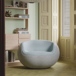 Casa Padrino Luxus Beton Sessel Grau / Hellblau - Wohnzimmer & Garten Sessel
