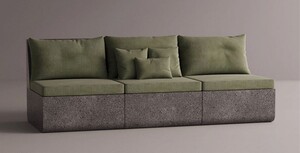 Casa Padrino Luxus Sofa Gr�n / Anthrazit 240 cm - Modulares Wetterfestes Beton Sofa