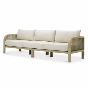 Casa Padrino Luxus Teakholz Garten Sofa Sandfarben / Beige 283 cm - Garten M�bel