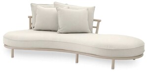 Casa Padrino Luxus Outdoor Garten Sofa Linke Seite Wei�grau / Sandfarben 220 cm - Luxus Garten M�bel