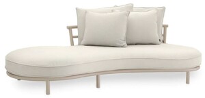 Casa Padrino Luxus Outdoor Garten Sofa Rechte Seite Wei�grau / Sandfarben 220 cm - Luxus Garten M�bel