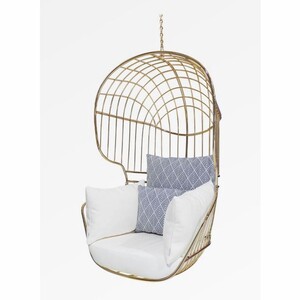 Casa Padrino Luxus H�ngesessel Gold / Wei� / Blau H. 120 cm - Indoor & Outdoor M�bel