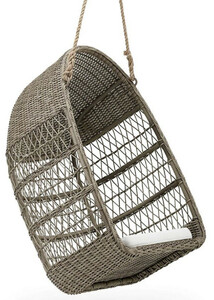 Casa Padrino Luxus Outdoor H�ngesessel Antik Grau / Wei� 66 x 63 x H. 113 cm - Wetterbest�ndiger Garten & Terrassen H�ngesessel - Garten & Terrassen M�bel - Luxus Qualit�t