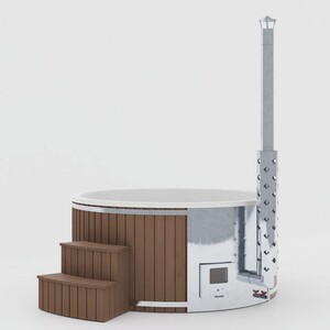 Casa Padrino Luxus Outdoor Garten 4-6 Personen Whirlpool Braun / Silber  225 cm