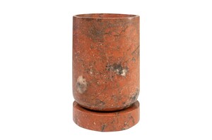 Casa Padrino Luxus Pflanzgef��  46 x H. 70 cm - Gro�es rundes Pflanzgef�� und Bodenvase Caliza aus hochwertigem Java Rosso Marmor - Luxus Deko Accessoires