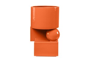 Casa Padrino Luxus Pflanzgef�� Orange 28 x 25 x H. 43,5 cm - Hohes Steingut Pflanzgef�� im Carrot Finish - Luxus Deko Accessoires