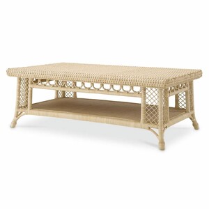 Casa Padrino Luxus Rattan Couchtisch Naturfarben 140 cm - Rattan Wohnzimmer M�bel