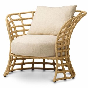 Casa Padrino Luxus Kunstrattan Sessel Naturfarben / Sandfarben - Garten M�bel