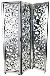 Casa Padrino Luxus Raumteiler mit Rollen 100 x 3 x H. 180 cm - Verspiegelter Paravent - Schlafzimmer M�bel - Hotel M�bel