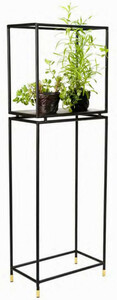 Casa Padrino Luxus Blumenregal Schwarz / Messingfarben 50 x 30 x H. 150 cm - Modernes Metall Pflanzenregal - Wohnzimmer M�bel
