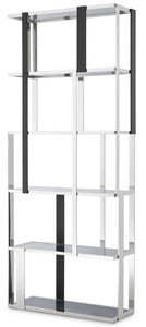 Casa Padrino Luxus Regalschrank Silber / Schwarz / Grau 100 x 37 x H. 240,5 cm - Edelstahl Schrank - Wohnzimmerschrank - B�roschrank - Luxus M�bel