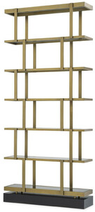 Casa Padrino Luxus Regalschrank Messingfarben / Schwarz 110 x 30 x H. 243 cm - Edelstahl Schrank - Bcherschrank - Wohnzimmer Schrank - Broschrank - Luxus Mbel