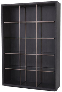 Casa Padrino Luxus Regalschrank mit 4 Glasregalen Anthrazitgrau / Kupferfarben 150 x 46 x H. 221,5 cm - Bcherschrank - Wohnzimmerschrank - Broschrank - Luxus Schrank