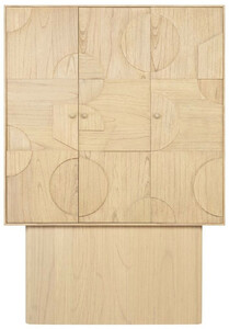 Casa Padrino Luxus Designer Schrank Naturfarben 130 x 45 x H. 190 cm - Massivholz Regalschrank mit 3 T�ren - Schlafzimmer Schrank - Wohnzimmer Schrank - B�ro Schrank - Luxus M�bel