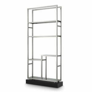 Casa Padrino Luxus Regalschrank mit 5 Glasregalen Silber / Schwarz / Grau H. 240,5 cm - Luxus M�bel