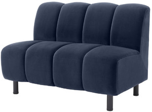 Casa Padrino Luxus Couch Mitternachtsblau / Schwarz 121 x 75 x H. 87 cm - Wohnzimmer Sofa mit edlem Samtstoff - Luxus Mbel
