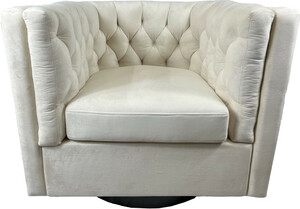 Casa Padrino Luxus Samt Drehsessel Cremewei� / Schwarz - Wohnzimmer Sessel - Hotel Sessel - Wohnzimmer M�bel - Hotel M�bel - Luxus M�bel - Luxus Wohnzimmer Einrichtung