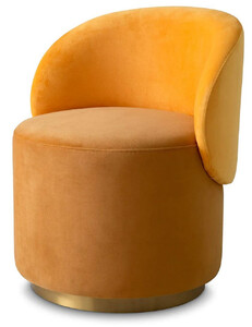 Casa Padrino Luxus Samt Esszimmer Stuhl Dunkelgelb / Gelb / Messing 60 x 55 x H. 73,5 cm - Drehstuhl mit edlem Samtsoff - Esszimmer M�bel - Luxus M�bel - Luxus Qualit�t