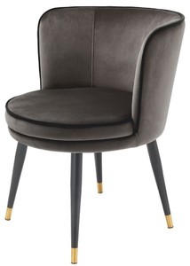 Casa Padrino Luxus Samt Esszimmerstuhl mit Armlehnen Dunkelgrau / Schwarz / Messingfarben 62 x 62 x H. 76 cm - Drehbarer K�chenstuhl - Drehstuhl - Vintage Retro Stuhl - Esszimmerm�bel