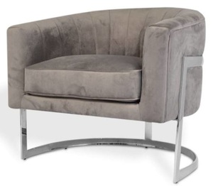 Casa Padrino Luxus Samt Sessel Grau / Silber 70 x 66 x H. 68 cm - Designer Wohnzimmerm�bel