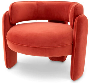 Casa Padrino Luxus Samt Sessel Orange 80 x 71 x H. 68,5 cm - Wohnzimmer Sessel - Hotel Sessel - Wohnzimmer M�bel - Luxus M�bel - Wohnzimmer Einrichtung - Luxus Einrichtung - M�bel Luxus