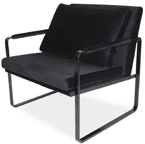 Casa Padrino Luxus Samt Sessel Schwarz 76 x 74 x H. 76 cm - Moderner Wohnzimmer Sessel mit Kissen - Luxus M�bel