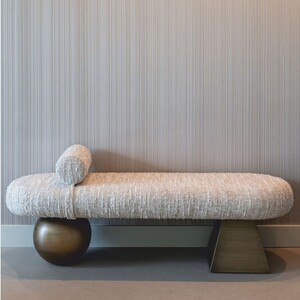 Casa Padrino Luxus Sitzbank Beige / Braun 148 cm - Luxus Hotel M�bel