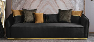 Casa Padrino Luxus Sofa Schwarz / Gold 240 x 100 x H. 80 cm - Wohnzimmer Sofa - Wohnzimmer M�bel - Luxus M�bel - Wohnzimmer Einrichtung - Luxus Einrichtung - Luxus Qualit�t