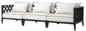 Casa Padrino Luxus Wohnzimmer Sofa mit Kissen Mattschwarz / Wei� 275,5 x 93 x H. 69 cm - Wohnzimmerm�bel