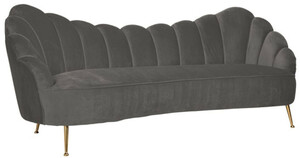 Casa Padrino Luxus Samt Sofa Grau / Gold 230 x 94 x H. 90 cm - Wohnzimmer Sofa mit edlem Samtstoff - Wohnzimmer Mbel - Luxus Mbel - Wohnzimmer Einrichtung - Luxus Einrichtung